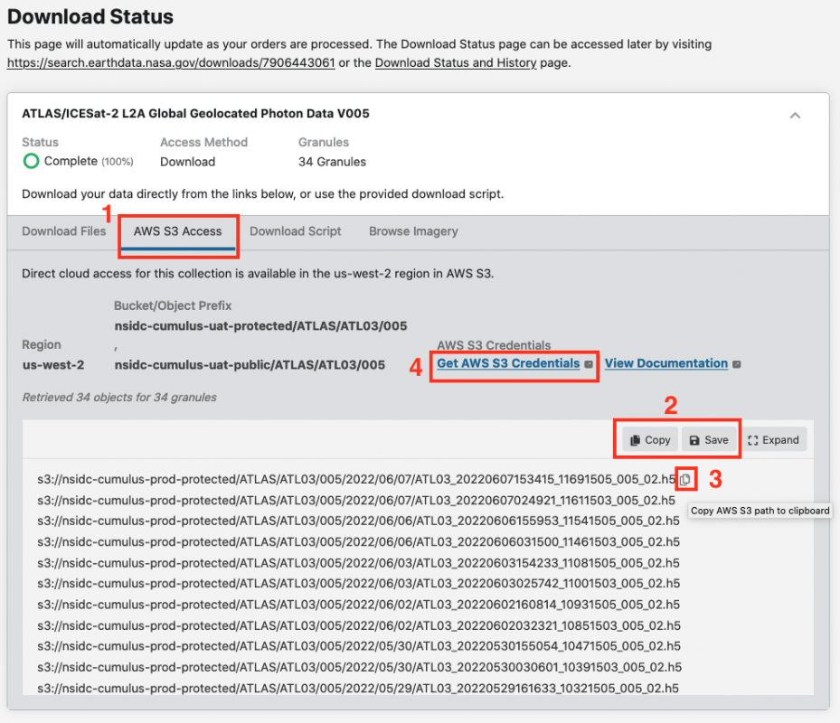 S3 links and AWS credentials